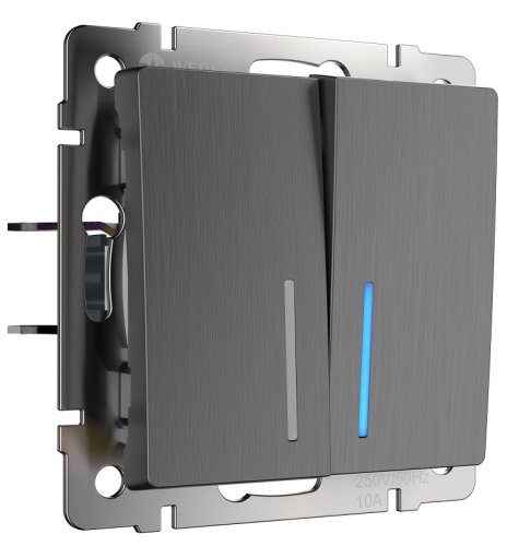 Выключатель с подсветкой без рамки Werkel 2-кл. графит рифленый картинка